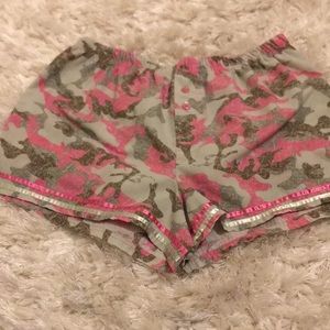 Pink and green camo shorts